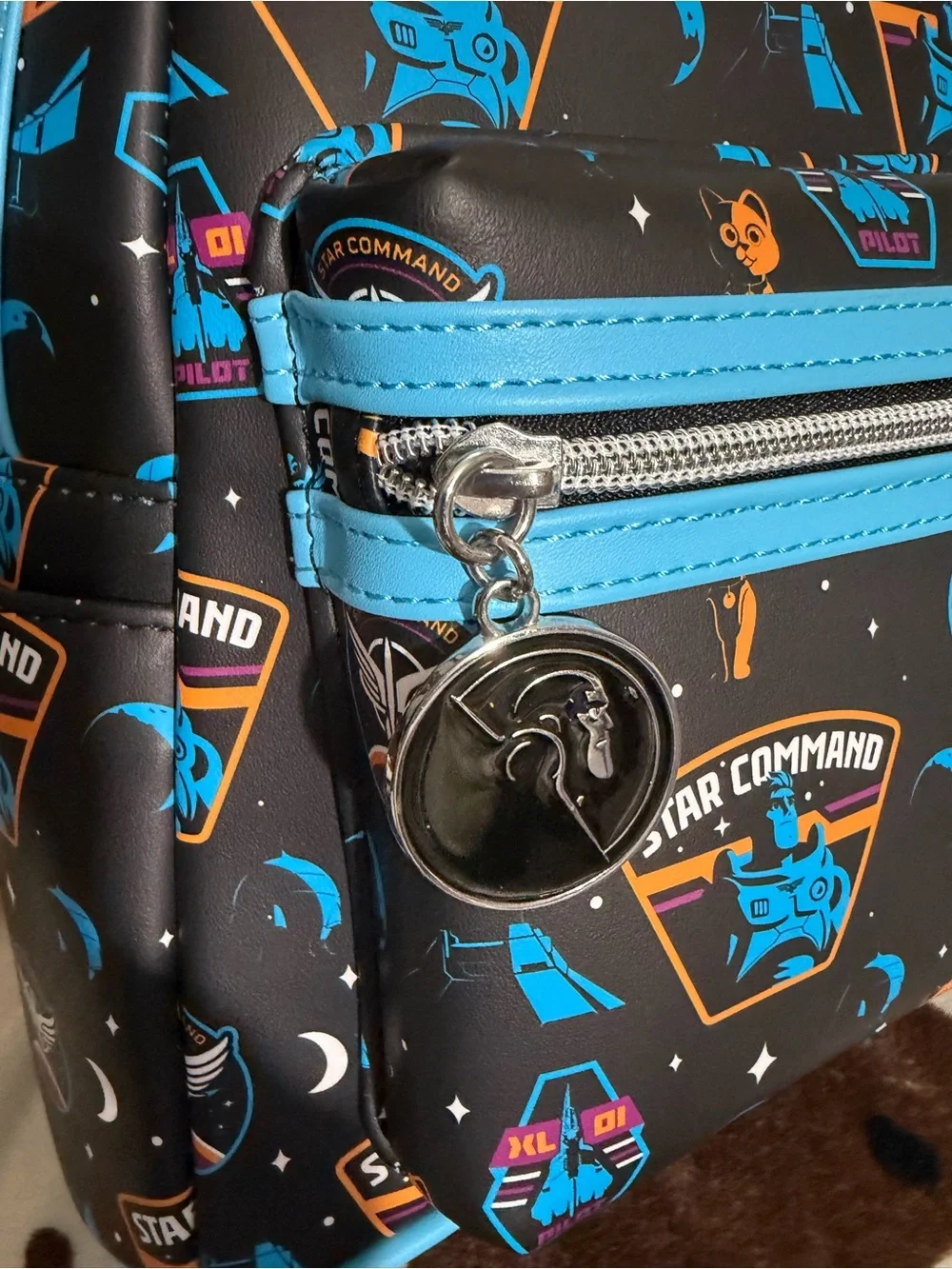 Loungefly Black & Bright Blue Pixar Star Command Kids Mini Backpack